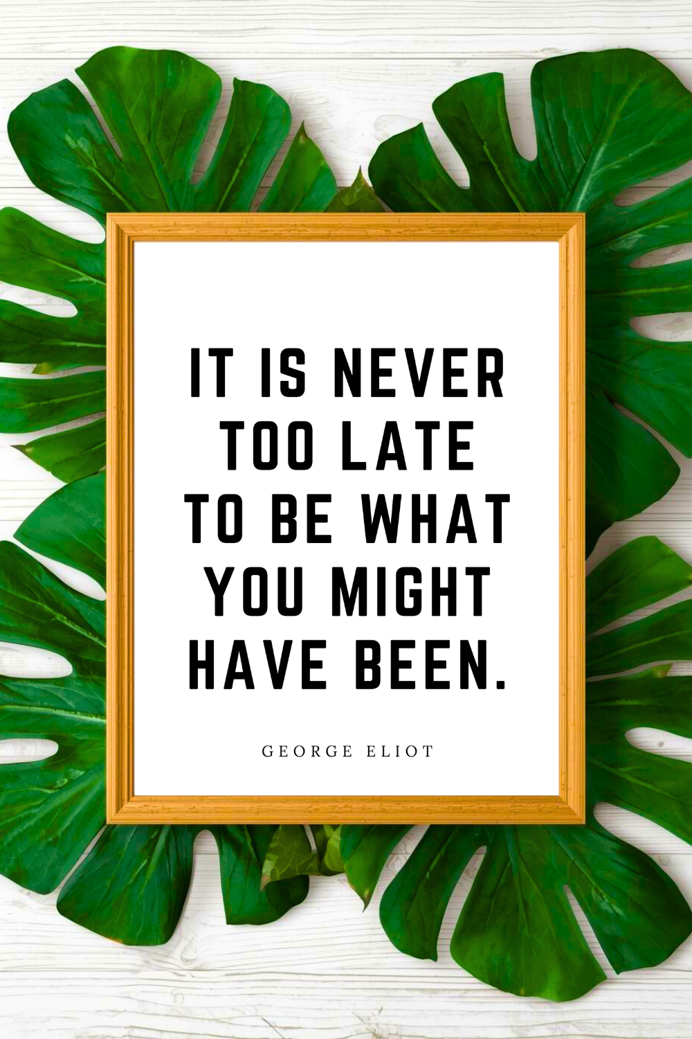 It is Never Too Late • 8 x 10 • Black and White George Eliot Quote • Print File for Gifts Holidays.png