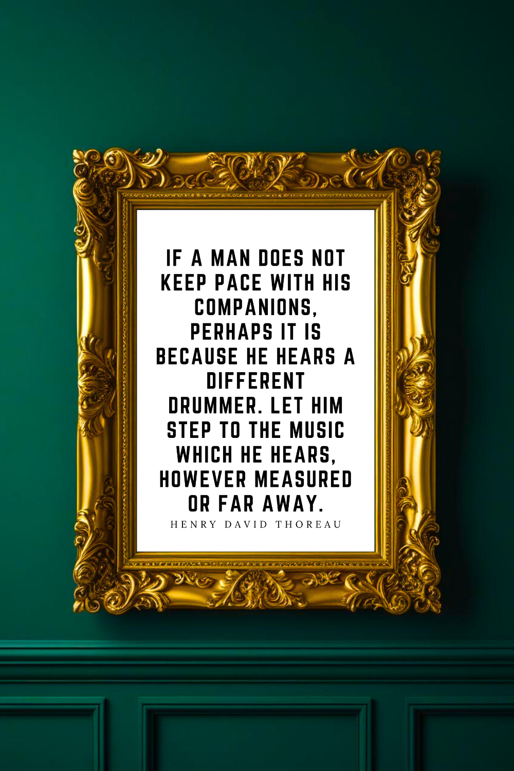 Hears a Different Drummer • Top Henry David Thoreau Quotes • Home Decor • Black and White Printable Wall Art.png