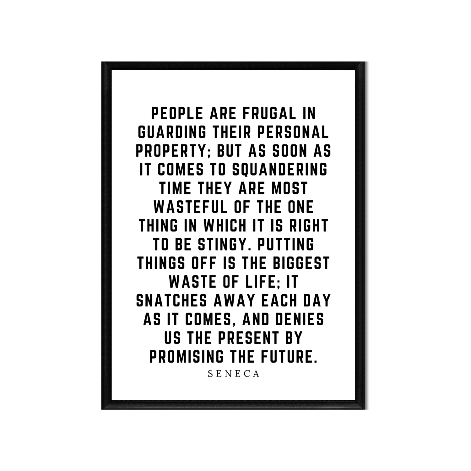 Putting Things Off • Seneca Printable Wall Art • Inspirational Quote • Minimalist 8x10 Digital Download • Black and White