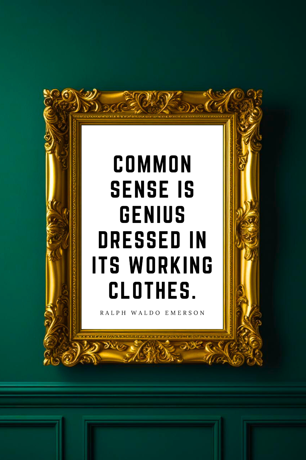 Common Sense is Genius • Top Ralph Waldo Emerson Quotes • Home Decor • Black and White Printable Wall Art.png