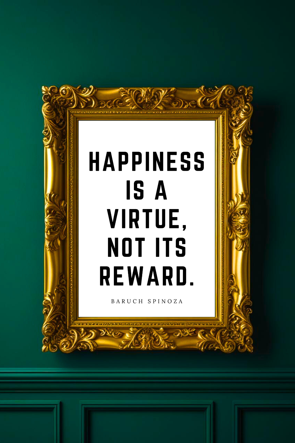 Happiness is a Virtue • Top Baruch Spinoza Quotes • Home Decor • Black and White Printable Wall Art.png