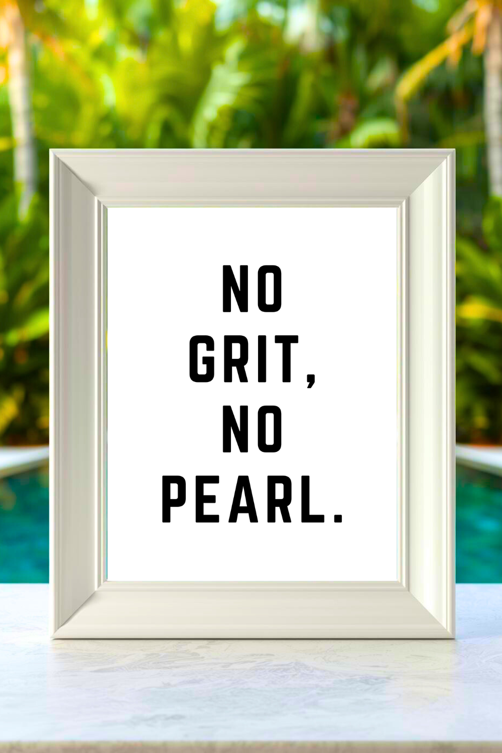 NO GRIT NO PEARL • Inspiring Quote Prints • Beachhouse Wall Art • Black and White Printable PDF .png