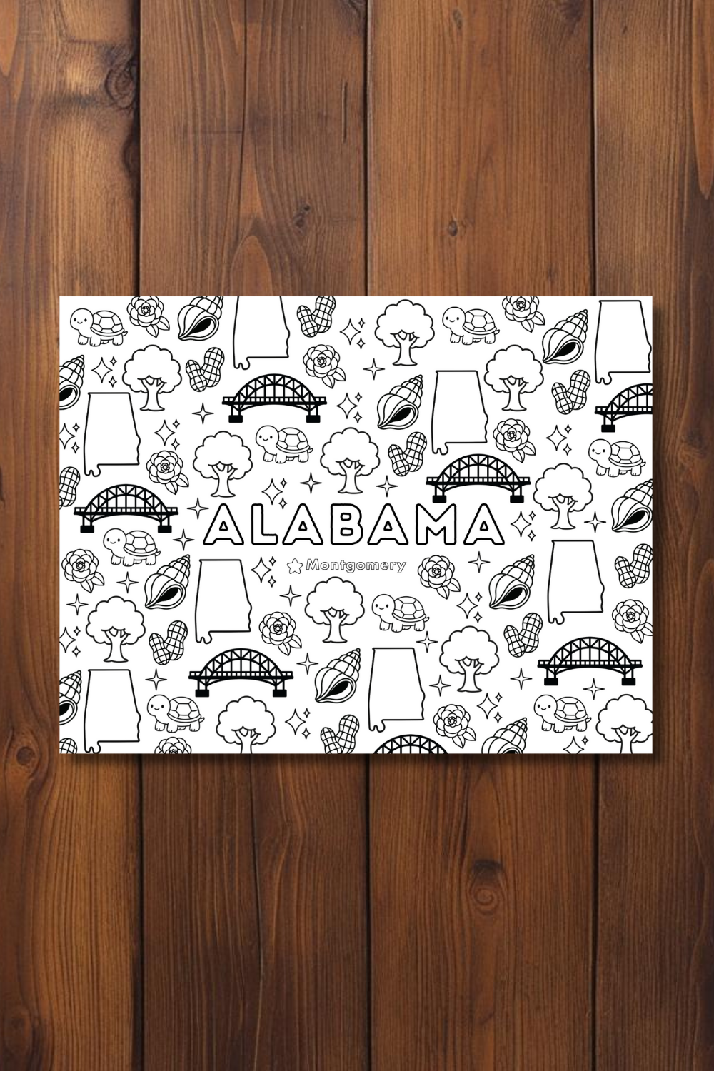Alabama • United States Coloring Page • Educational Printable Instant Download Sheet for Kids and Toddlers