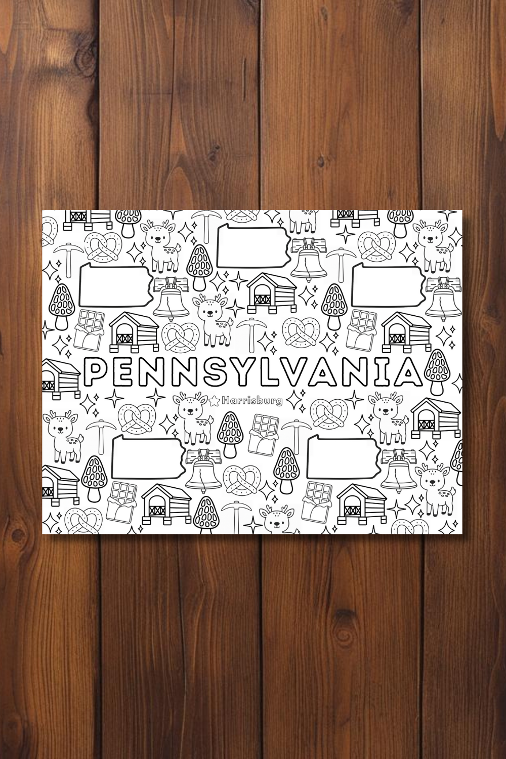 Pennsylvania • United States Coloring Page • Educational Printable Instant Download Sheet for Kids and Toddlers