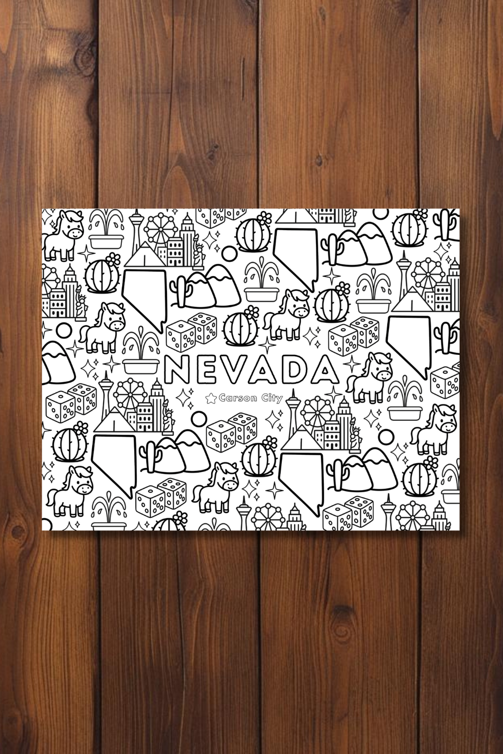 Nevada • United States Coloring Page • Educational Printable Instant Download Sheet for Kids and Toddlers