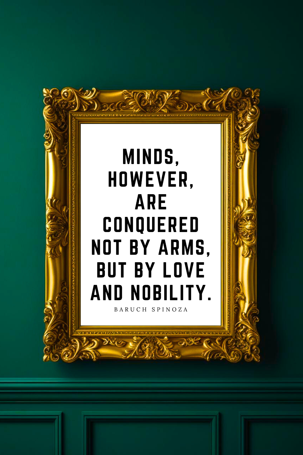 By Love and Nobility • Top Baruch Spinoza Quotes • Home Decor • Black and White Printable Wall Art.png