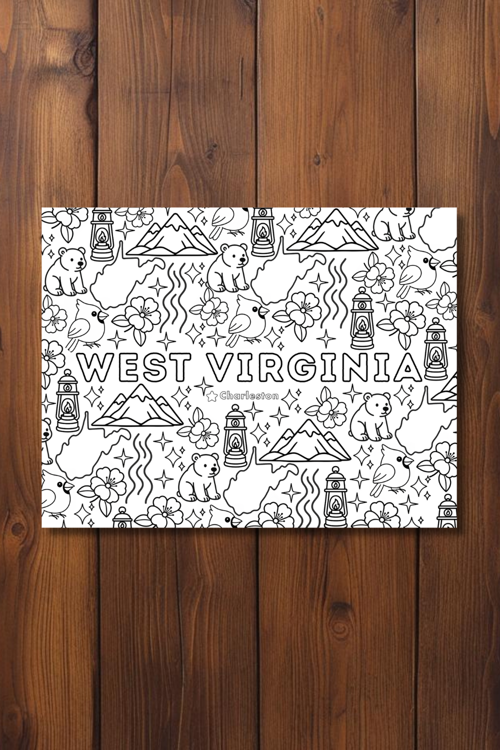 West Virginia • United States Coloring Page • Educational Printable Instant Download Sheet for Kids and Toddlers