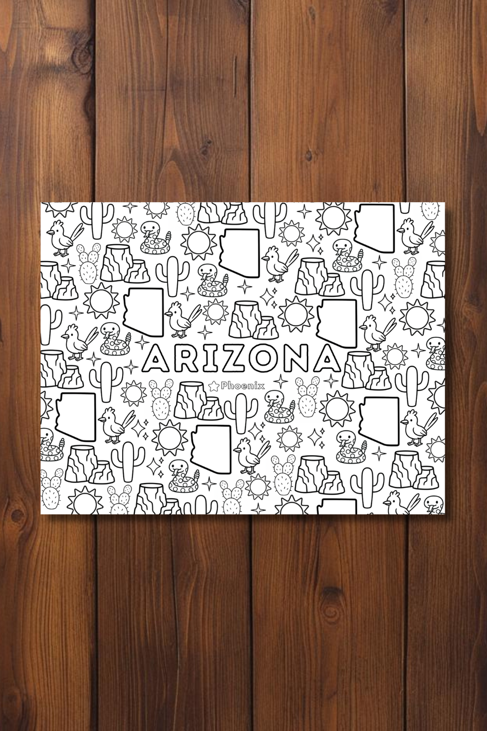 Arizona • United States Coloring Page • Educational Printable Instant Download Sheet for Kids and Toddlers