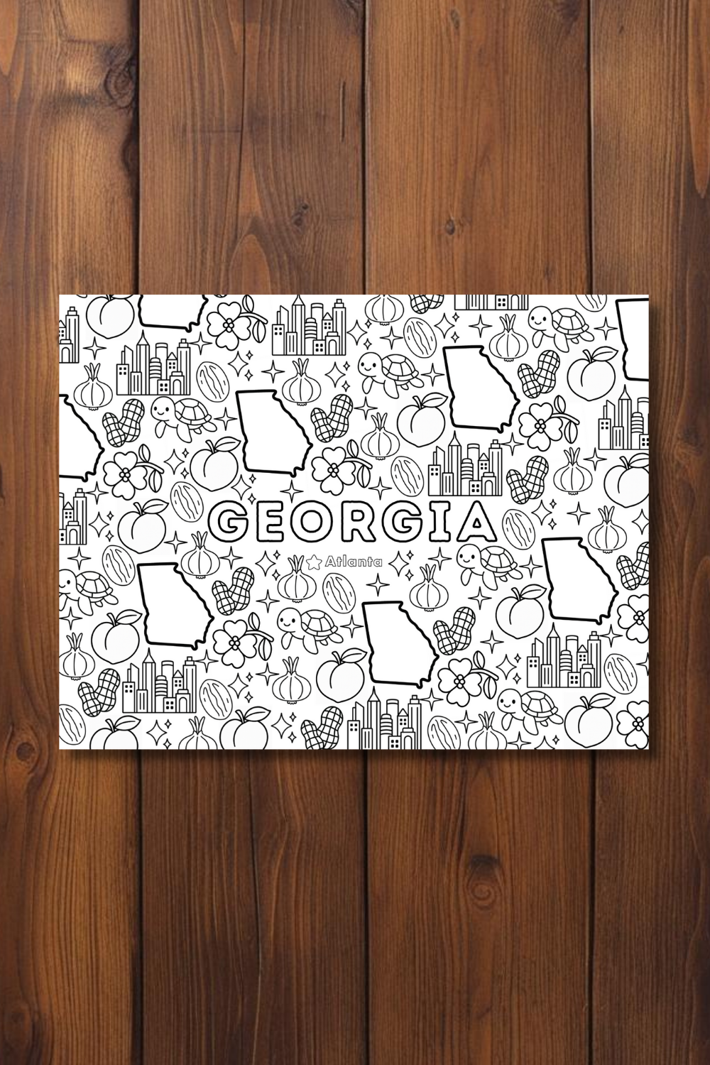 Georgia • United States Coloring Page • Educational Printable Instant Download Sheet for Kids and Toddlers