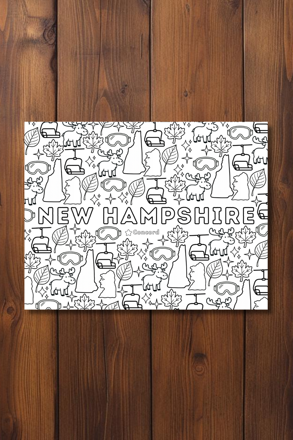 New Hampshire • United States Coloring Page • Educational Printable Instant Download Sheet for Kids and Toddlers