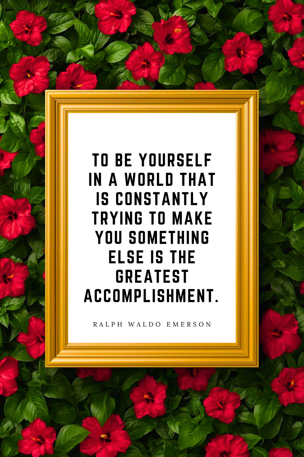 To Be Yourself in a World • Ralph Waldo Emerson Inspirational Quote Art • Printable Black and White PDF.png