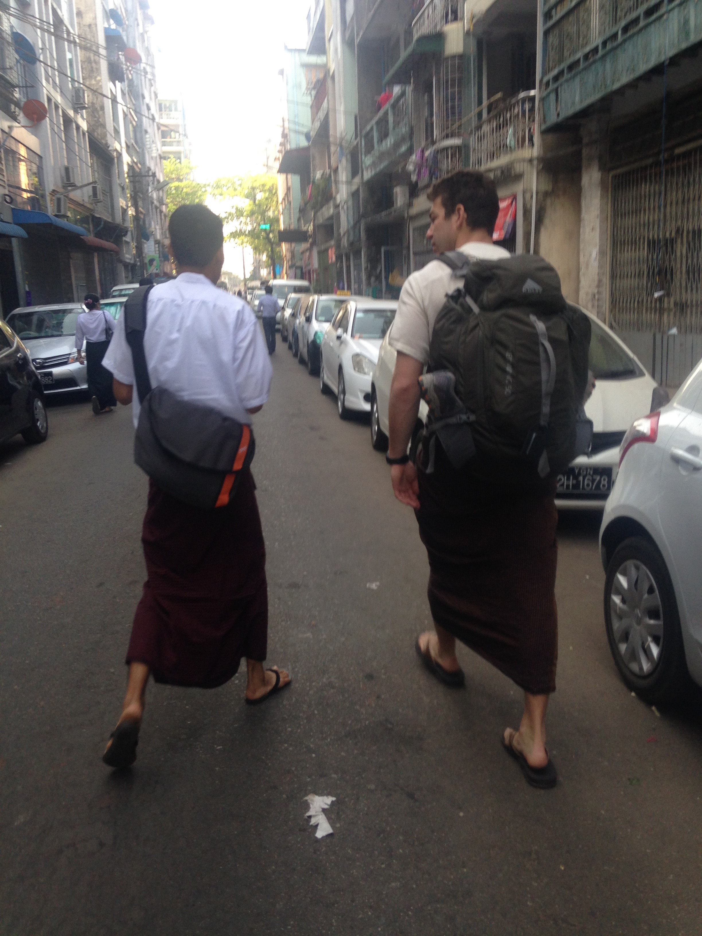 John and I walking the streets of Yangon