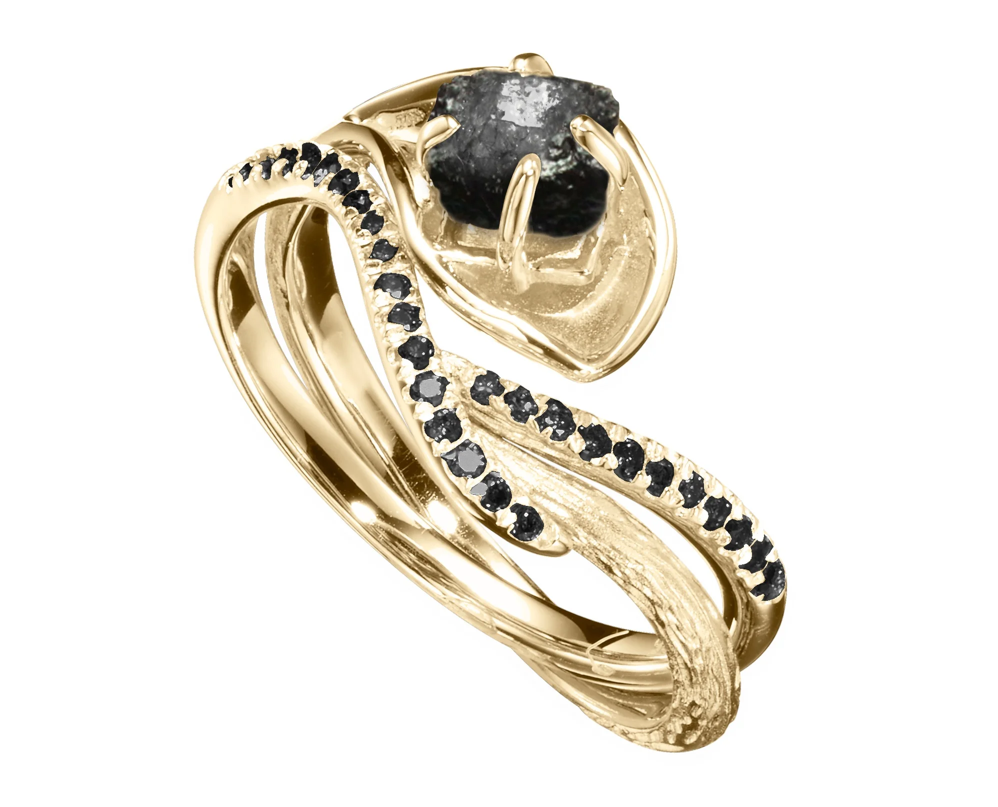Lily 2 in 1 ring set (black tourmaline)