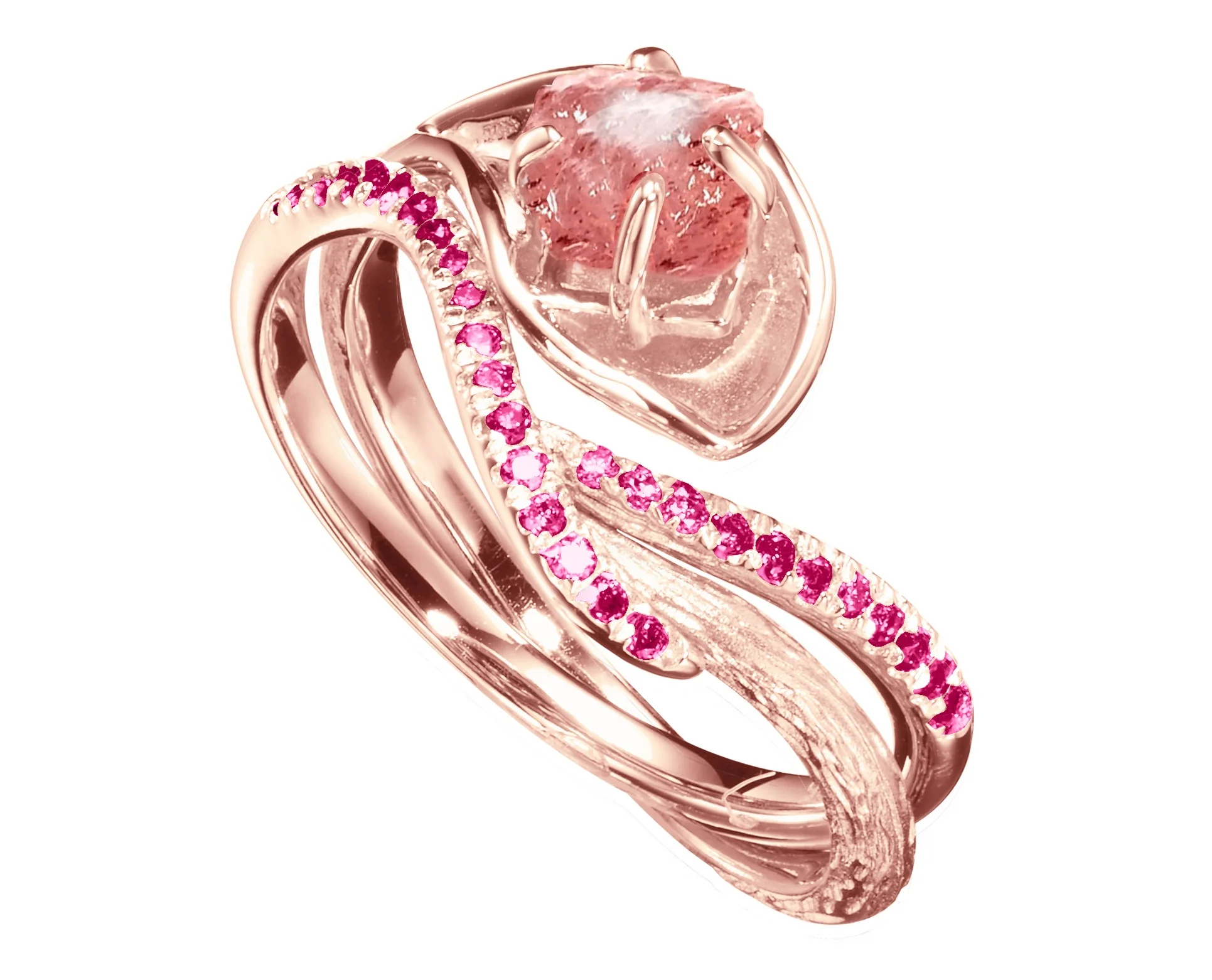 Lily 2 in 1 ring set (rose quartz)