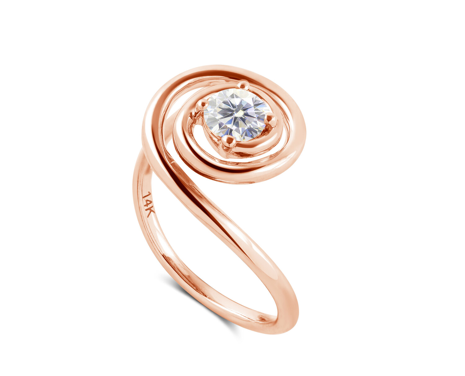 14K Rose Gold Spiral Tension Set Engagement Ring