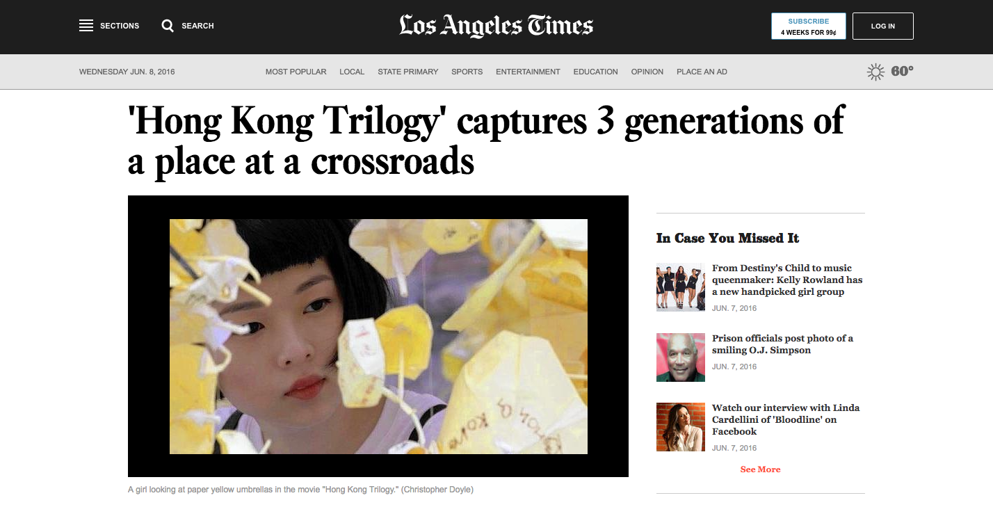 The Los Angeles Times: "Hong Kong Trilogy Captures 3 Generations of a Place at a Crossroads"