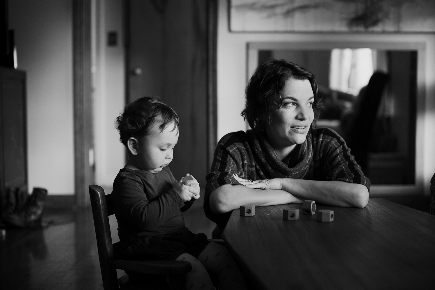 vintage black and white family portrait