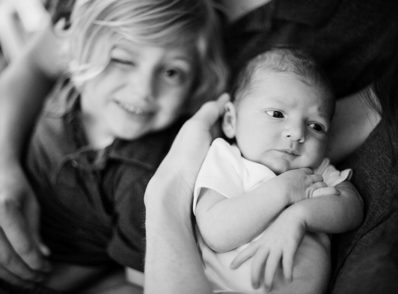 austin black and white newborn portrait