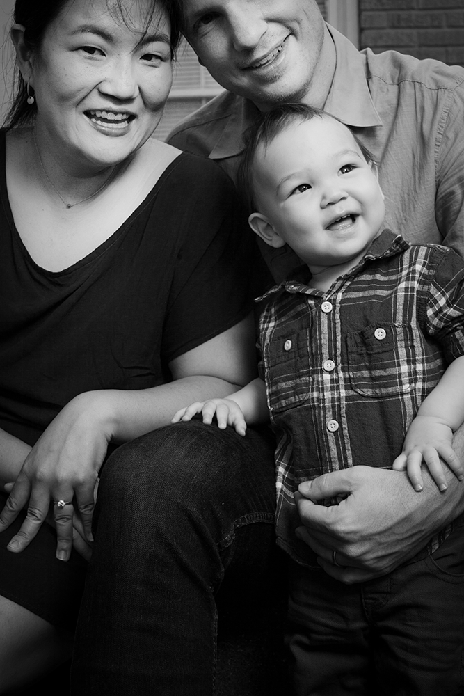 austin black and white family portrait