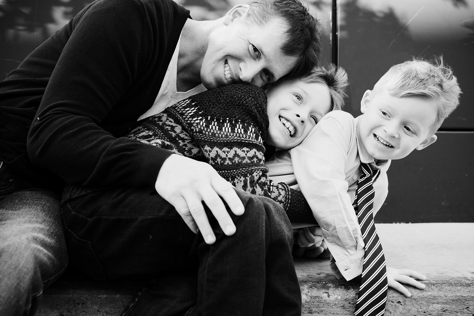 austin father and sons black and white portrait