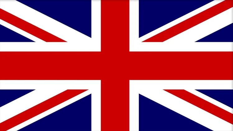 Flagge von Großbritannien: rotes, weißes und blaues Kreuzmuster (Union Jack)