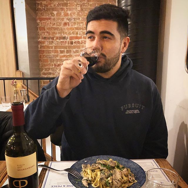 Truffle pasta, a fine red wine and family hangouts to end day 2!  Disneyland Paris to start the day in the freezing cold . Then checked out a restaurant called Doppio which we walked past in the city and decided to try.