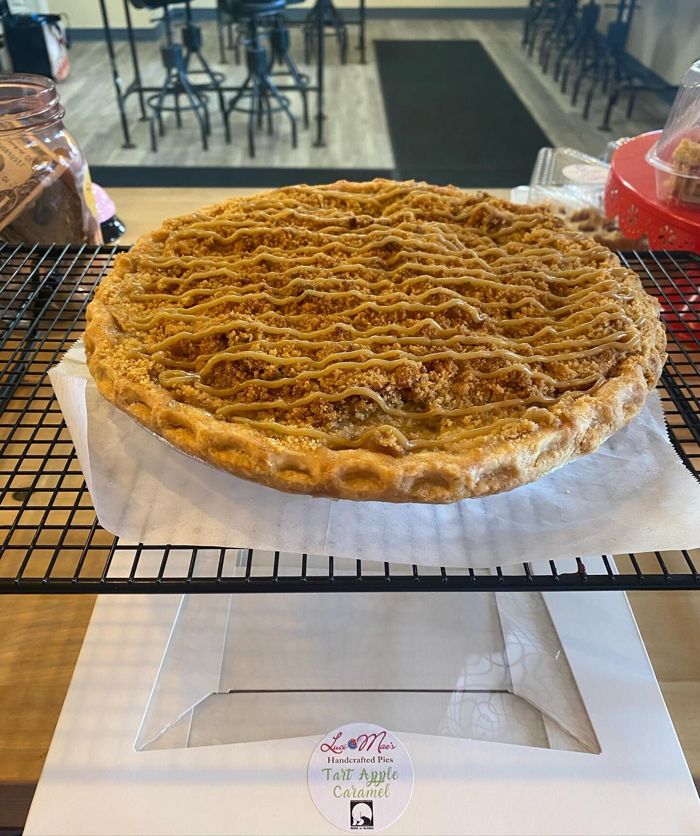 Fresh Tart Apple Pie available today! Swing by soon or call ahead for us to save it for you 
(907)519-0141 
Available pies include:
&bull;Strawberry cream
&bull;Peanut Butter Bliss
&bull;S&rsquo;more
&bull;Coconut Cream
&bull;Keylime