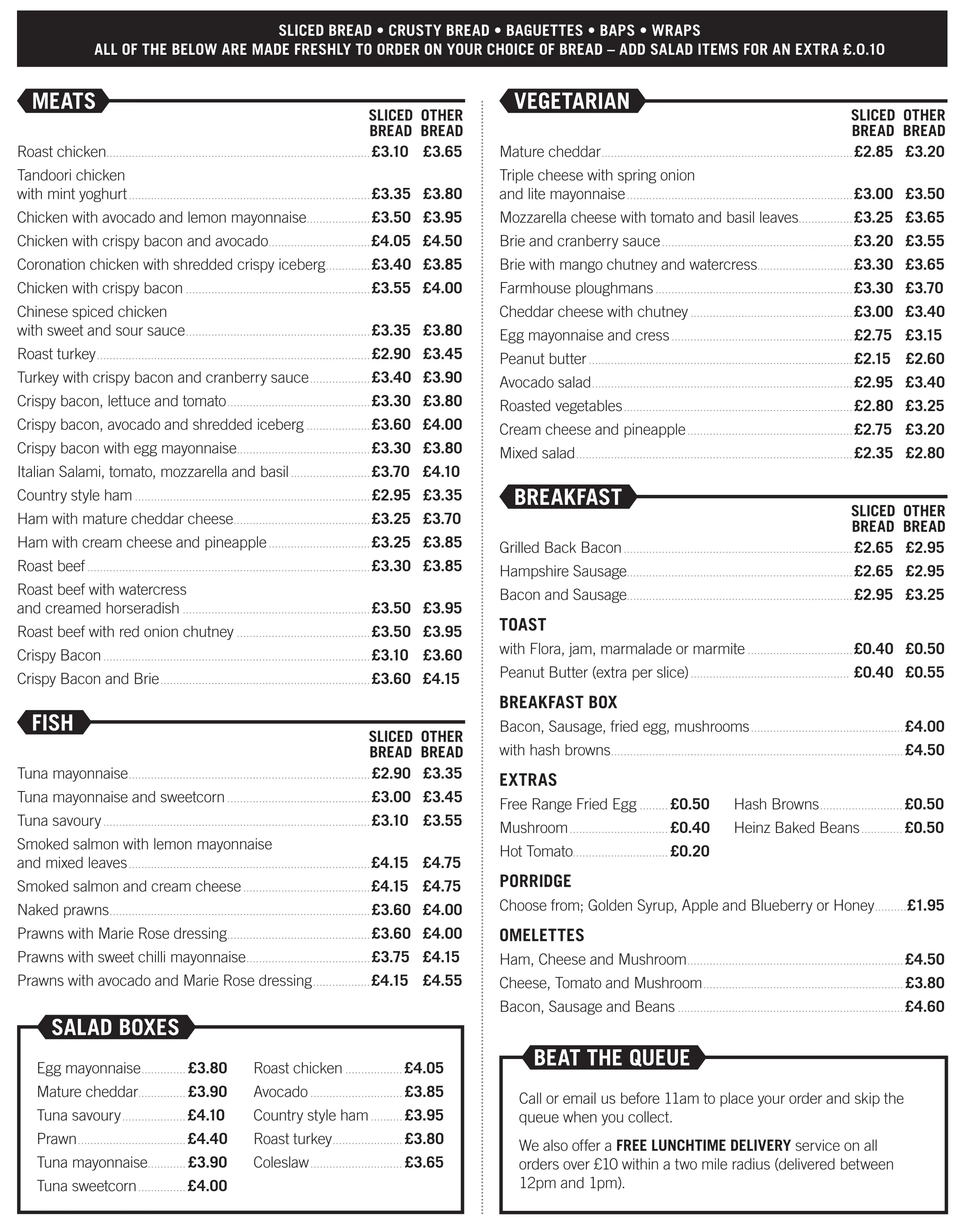 Menus — SANDS2 SANDWICH BAR