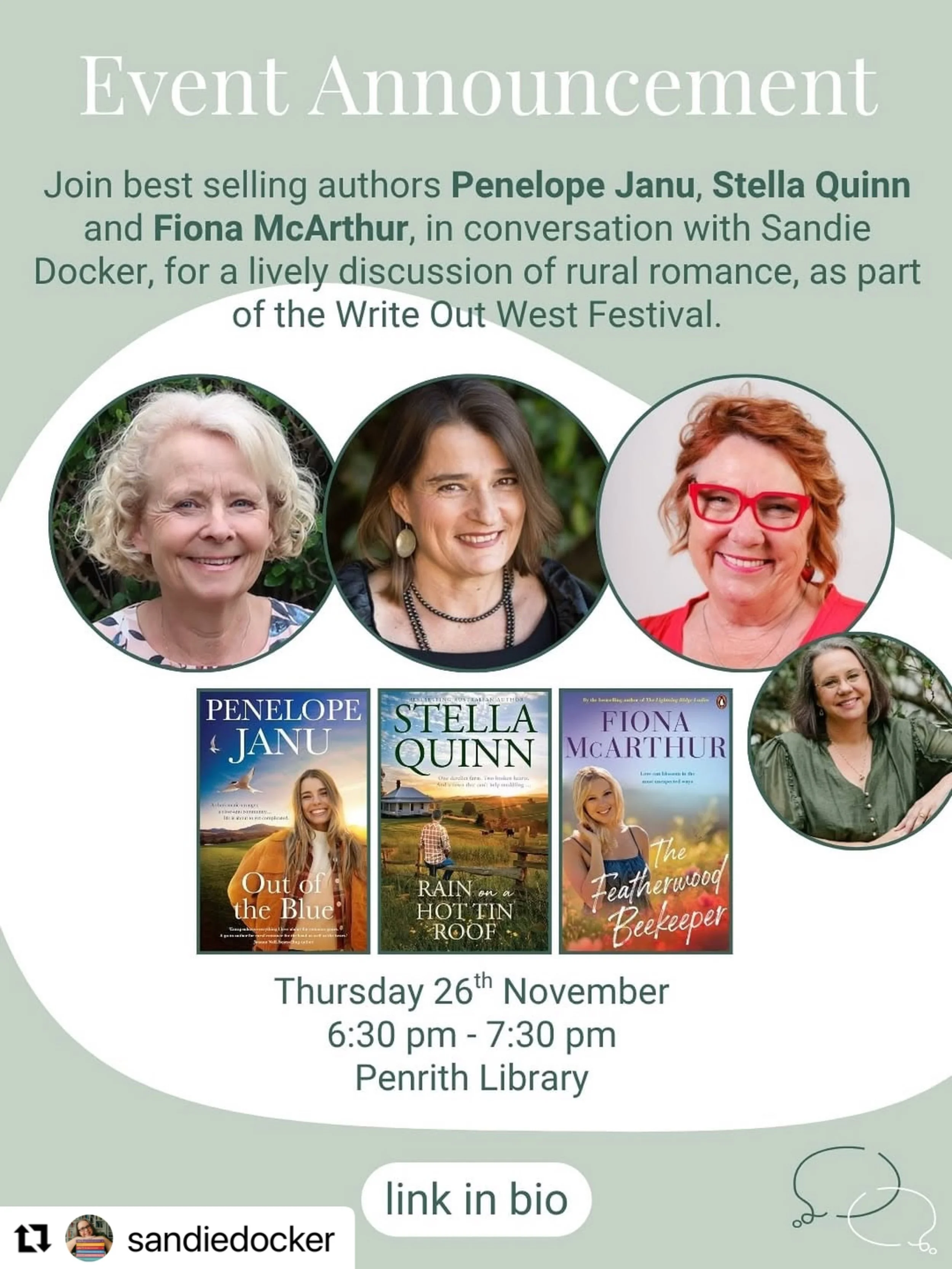 November is galloping towards us &hellip; another event for the diary 💙 The fabulous Sadie Docker and three rural authors? We&rsquo;d all love to see you in Penrith (there's a booking link in my bio)

#Repost @sandiedocker with @use.repost
・・・
So ex