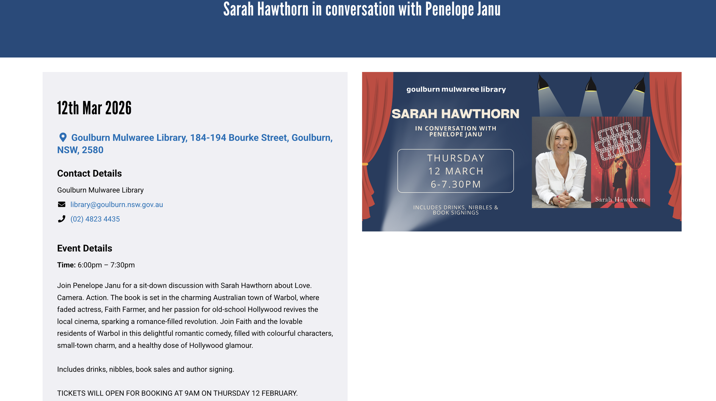 12 March 2026 Goulburn Library