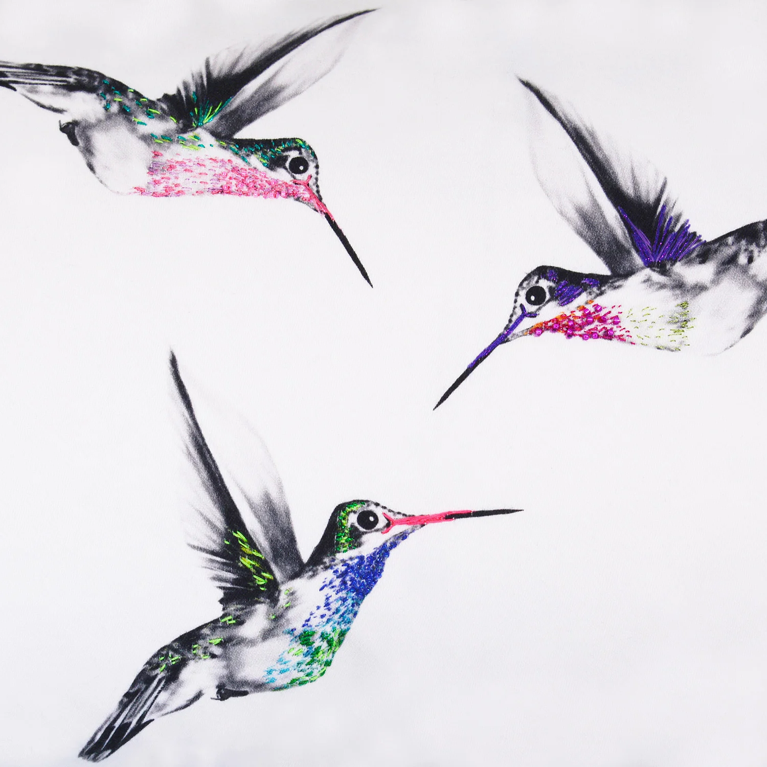 Mix Hummingbirds Bolster Embroidery