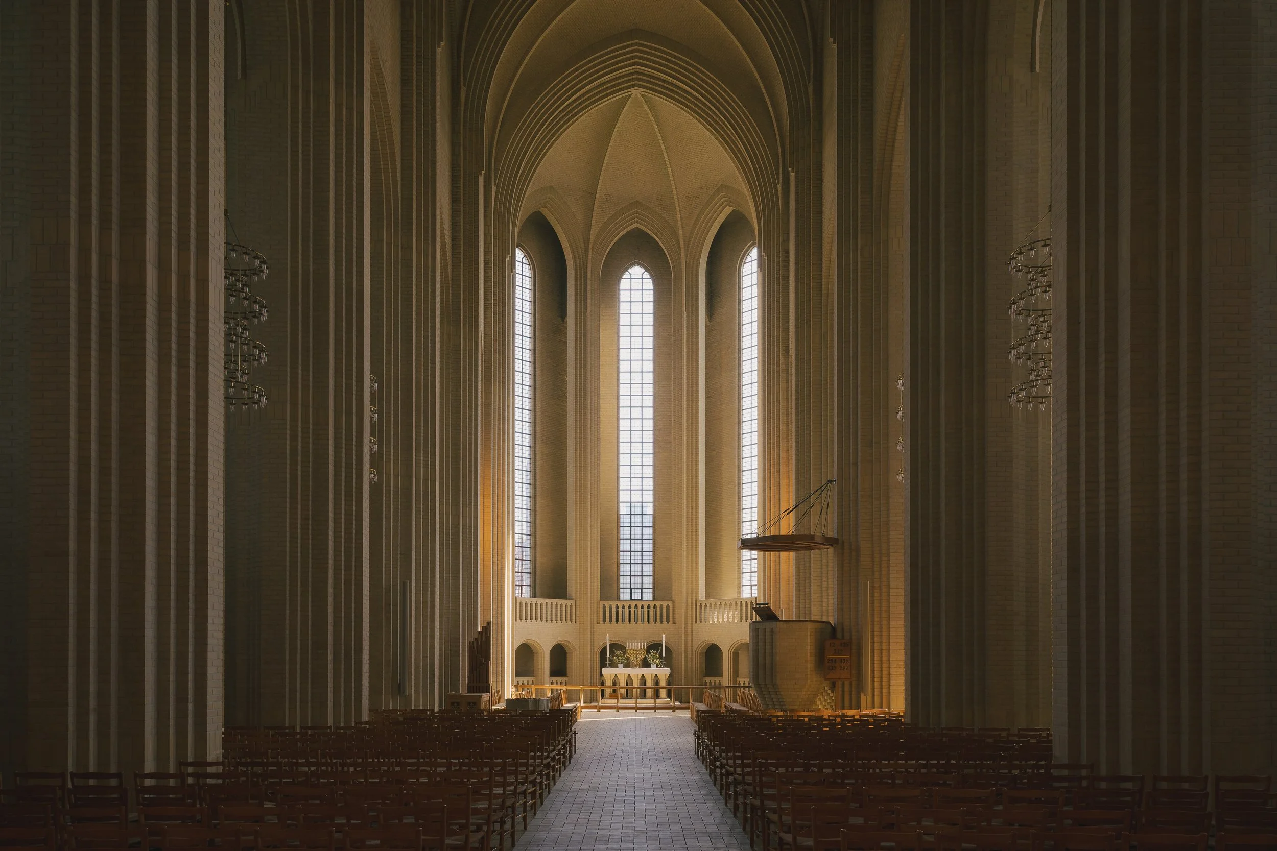 Grundtvig's Church Interior, Copenhagen, Denmark. Photographed by Daniel Koh.