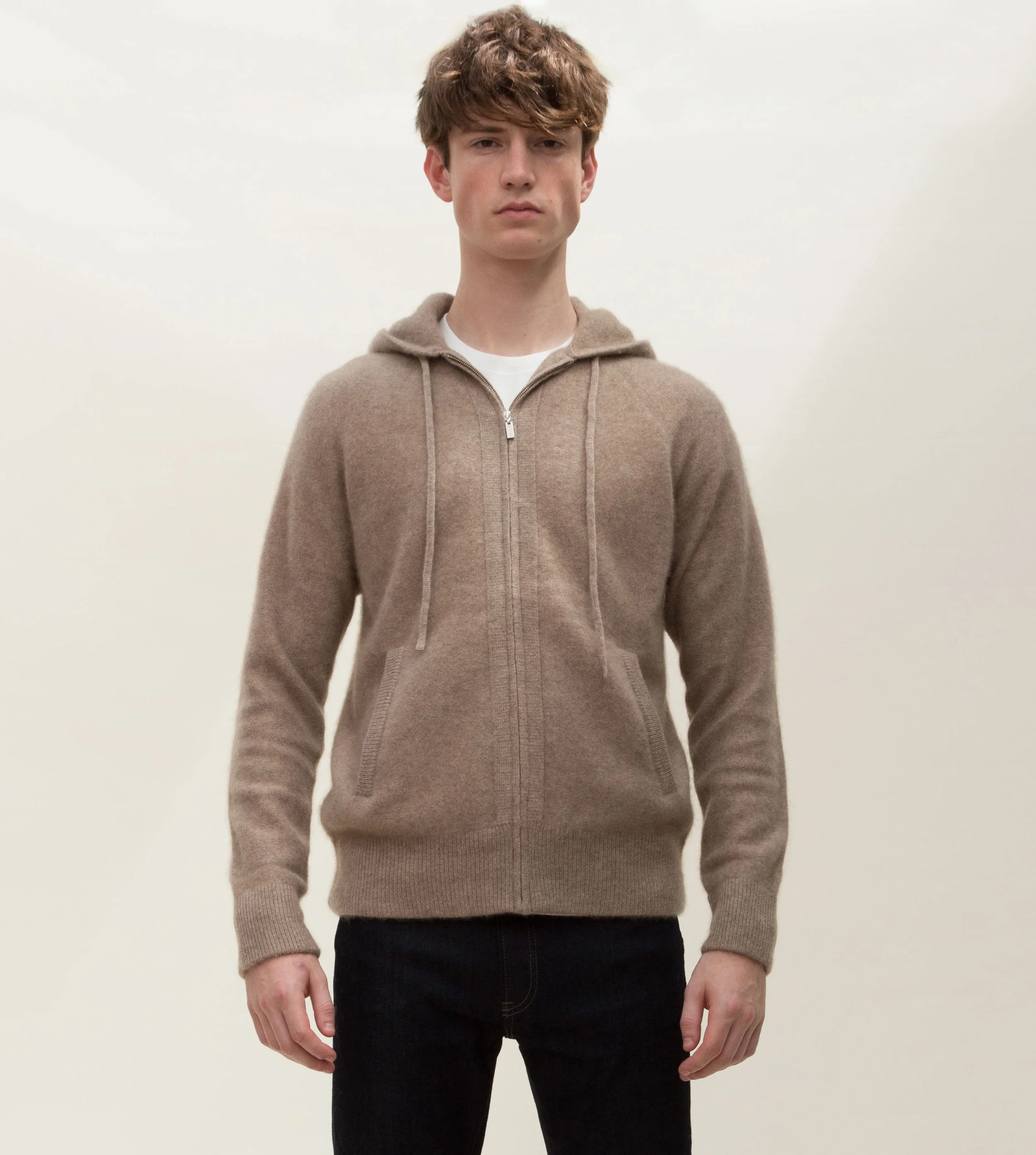 Zipped Hoodie - Light Brown — MANDKHAI 