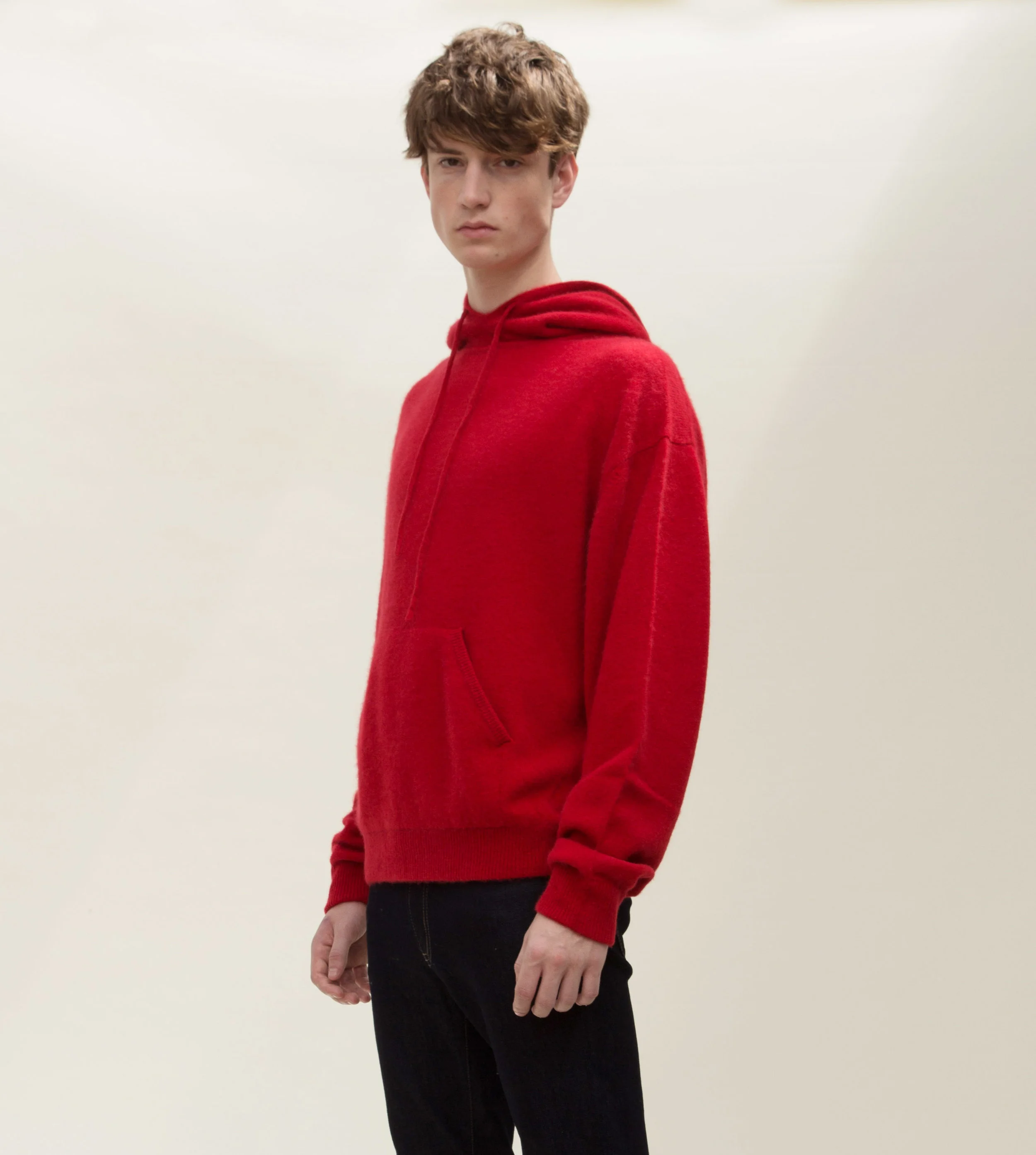 red cashmere hoodie