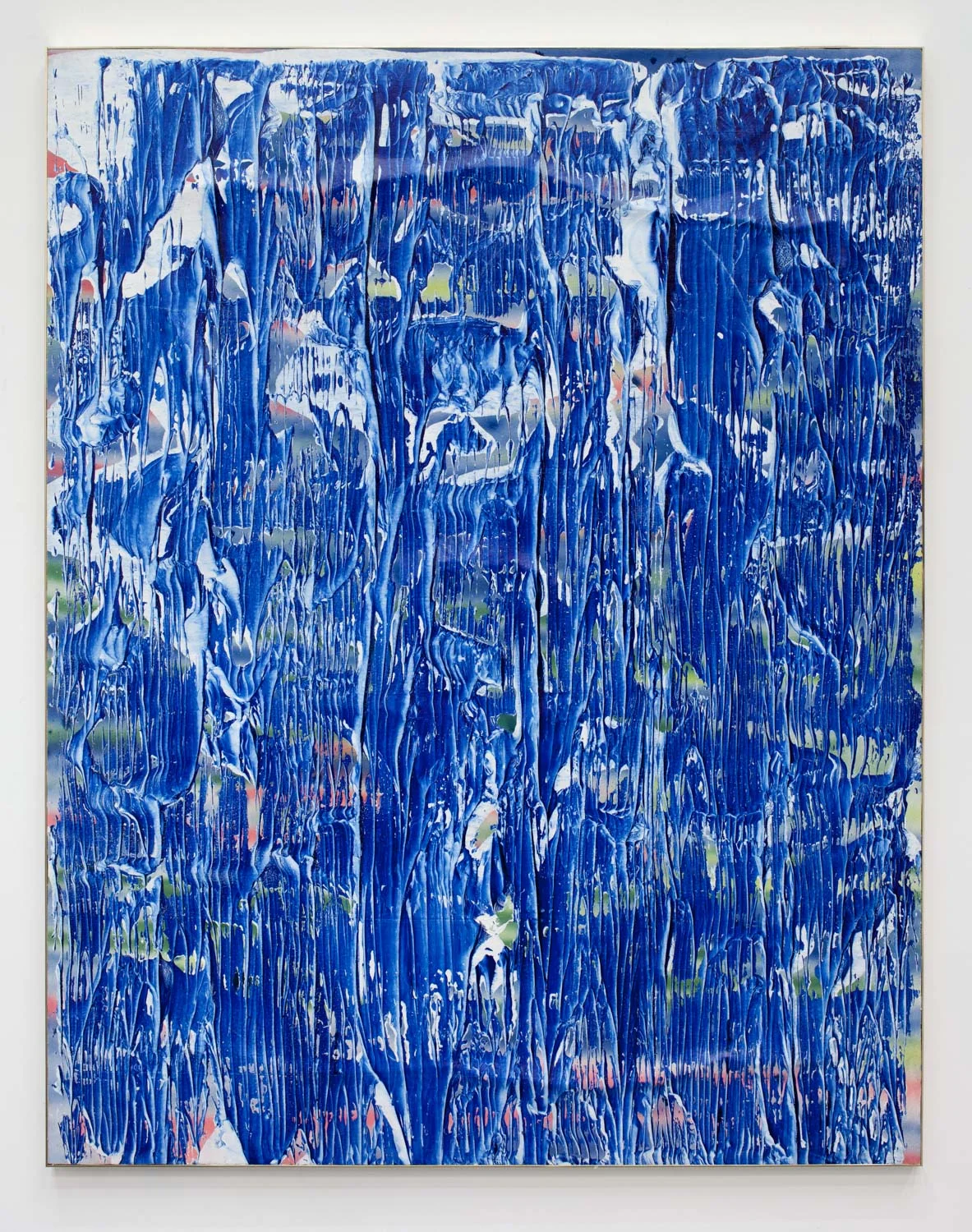 Wabasha County Blue , 2018 acrylic on canvas over panel, polished brass frame 60 x 47 in - 152,4 x 119,4 cm