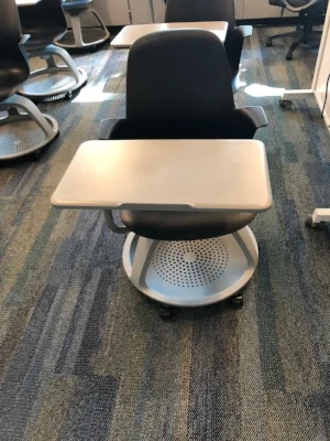 The chairs have desks attached and are placed on wheels to encourage more collaboration in the classroom Photo by Tyler Totin