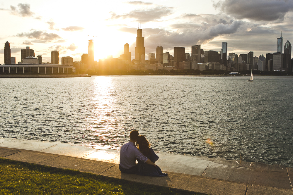 Chicago West Loop Downtown Lakefront Engagement Session - Yujin &amp; Robert