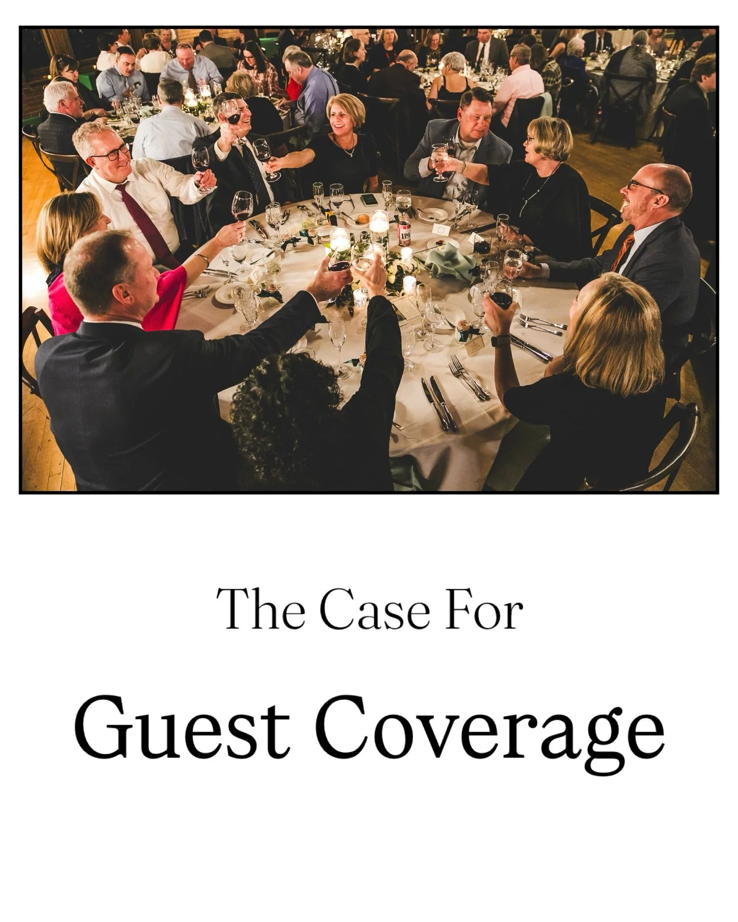 One of the most overlooked parts of wedding photography is guest coverage.

Your wedding might be the only time in your life that all of these people are in the same room together.

That&rsquo;s not just a party.
That&rsquo;s a moment in time.

And t