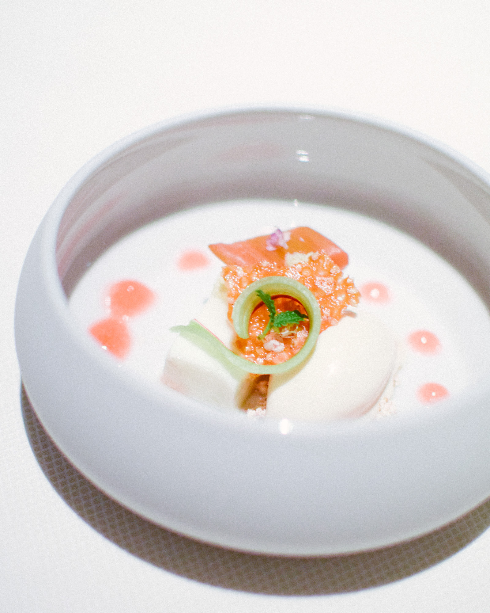 Thirteenth Course: Poached Rhubarb, Goat's Milk, Sesame
