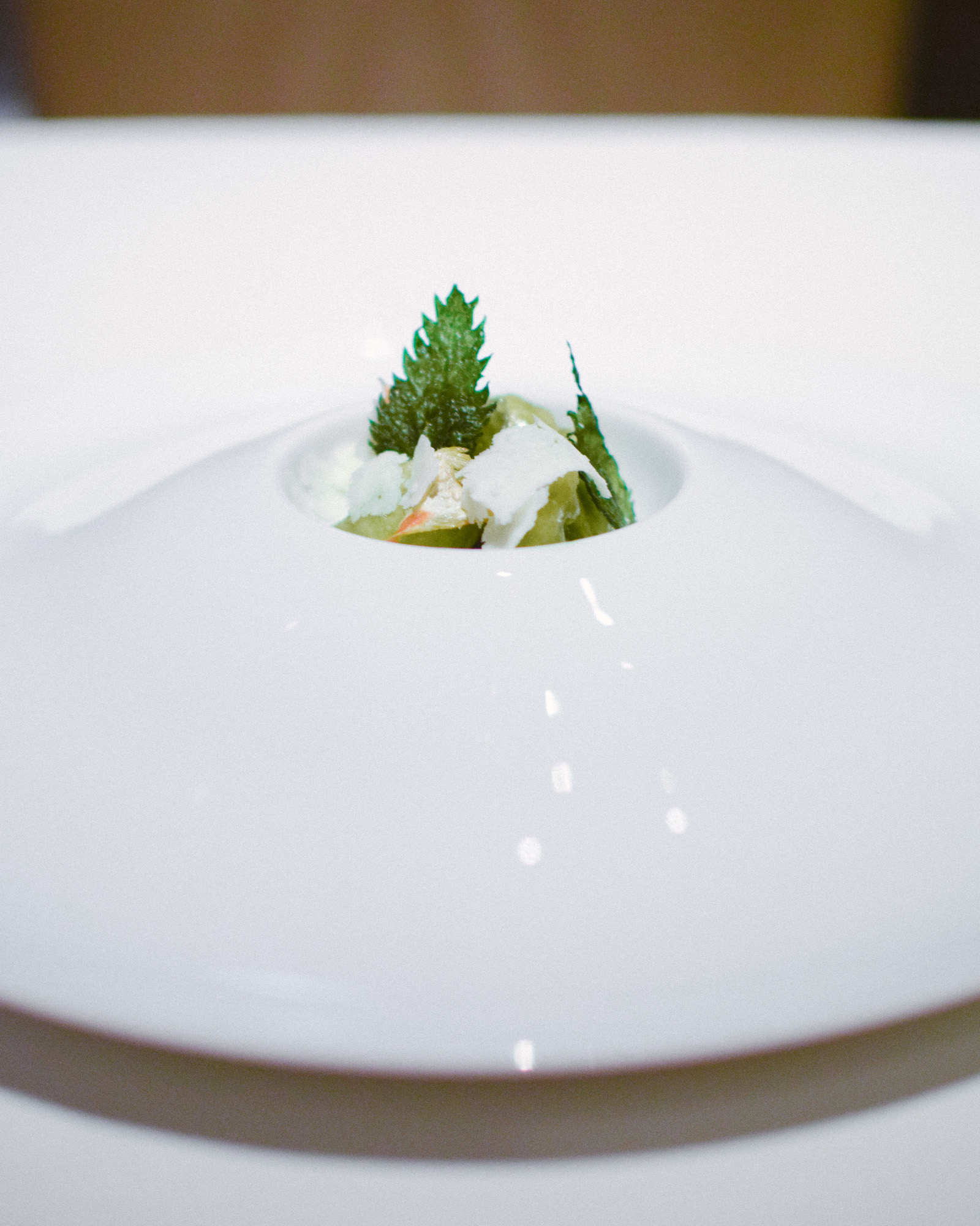 Eighth Course: White Rabbit, Castelmagno Gnudi, Nettles
