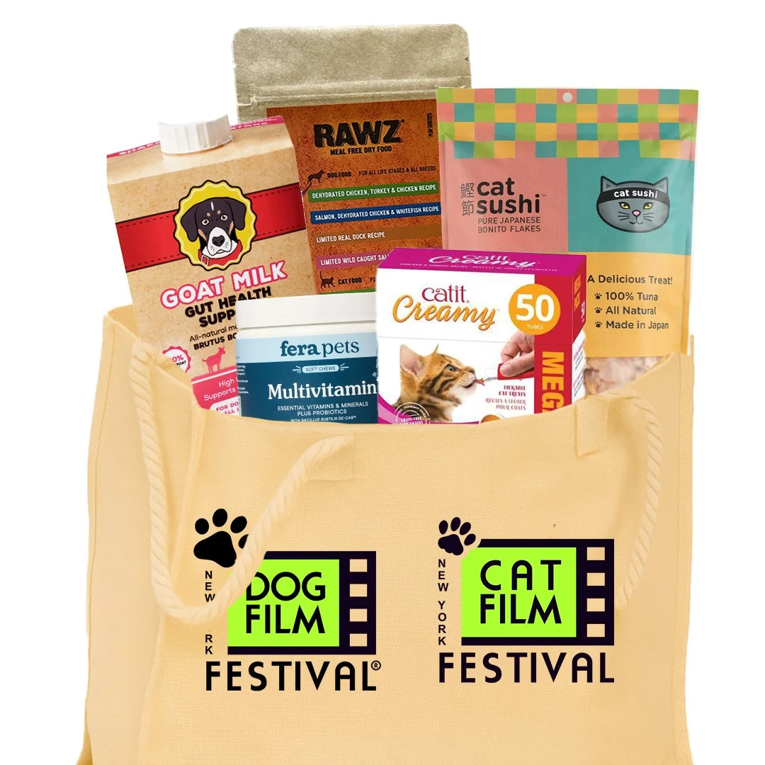 🐾 Party perks! Every guest at the Pooch &amp; Pussy Cat Party on 10/25 gets one of these incredible sWAG bags &mdash; packed with donated goodies from our generous friends!

Celebrate the 10th Annual NY Dog Film Festival &amp; 8th Annual NY Cat Film