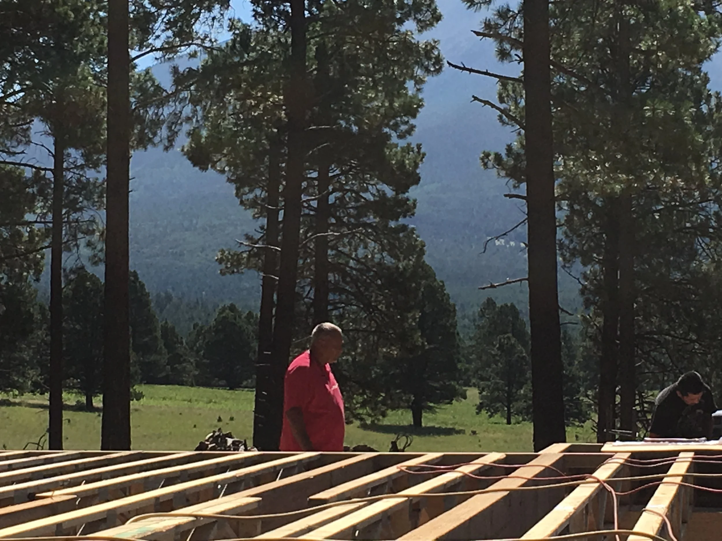 Tom surveying the floor joists...