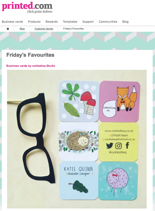 business cards featured on printed.com's Friday Favourites blog