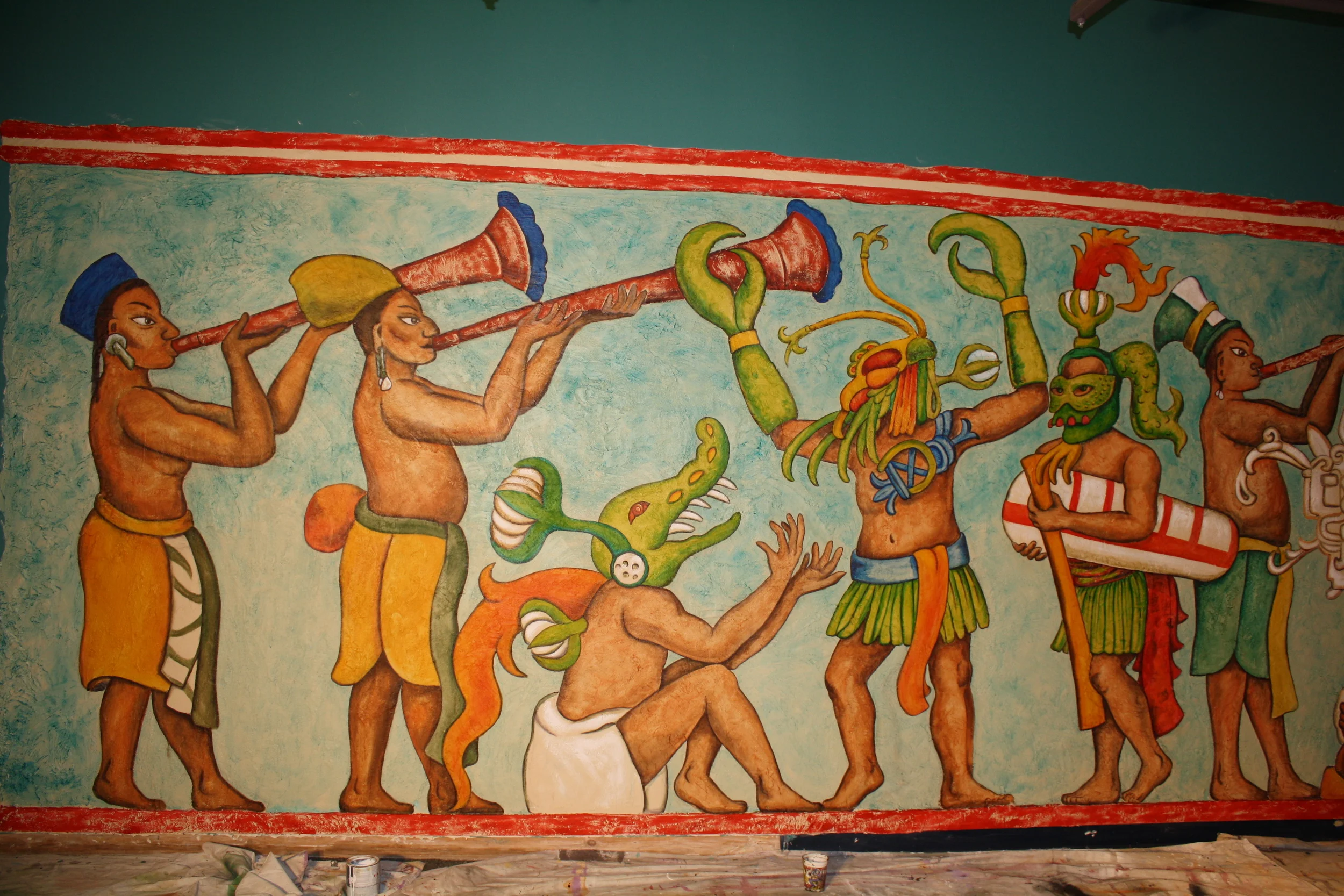 Mayan Exhibit Mural 9'Wx30'L