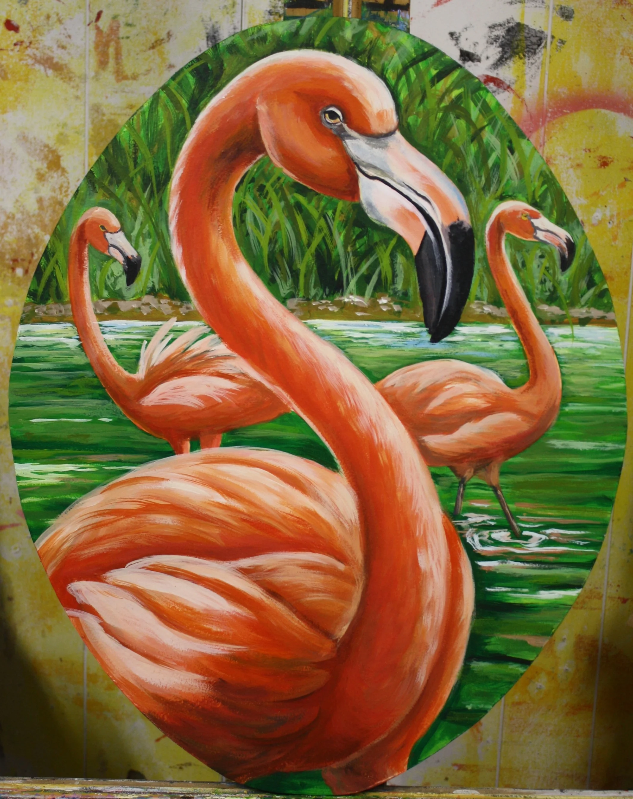 10"W x 20"T Flamingo Portrait for Zoo Carousel