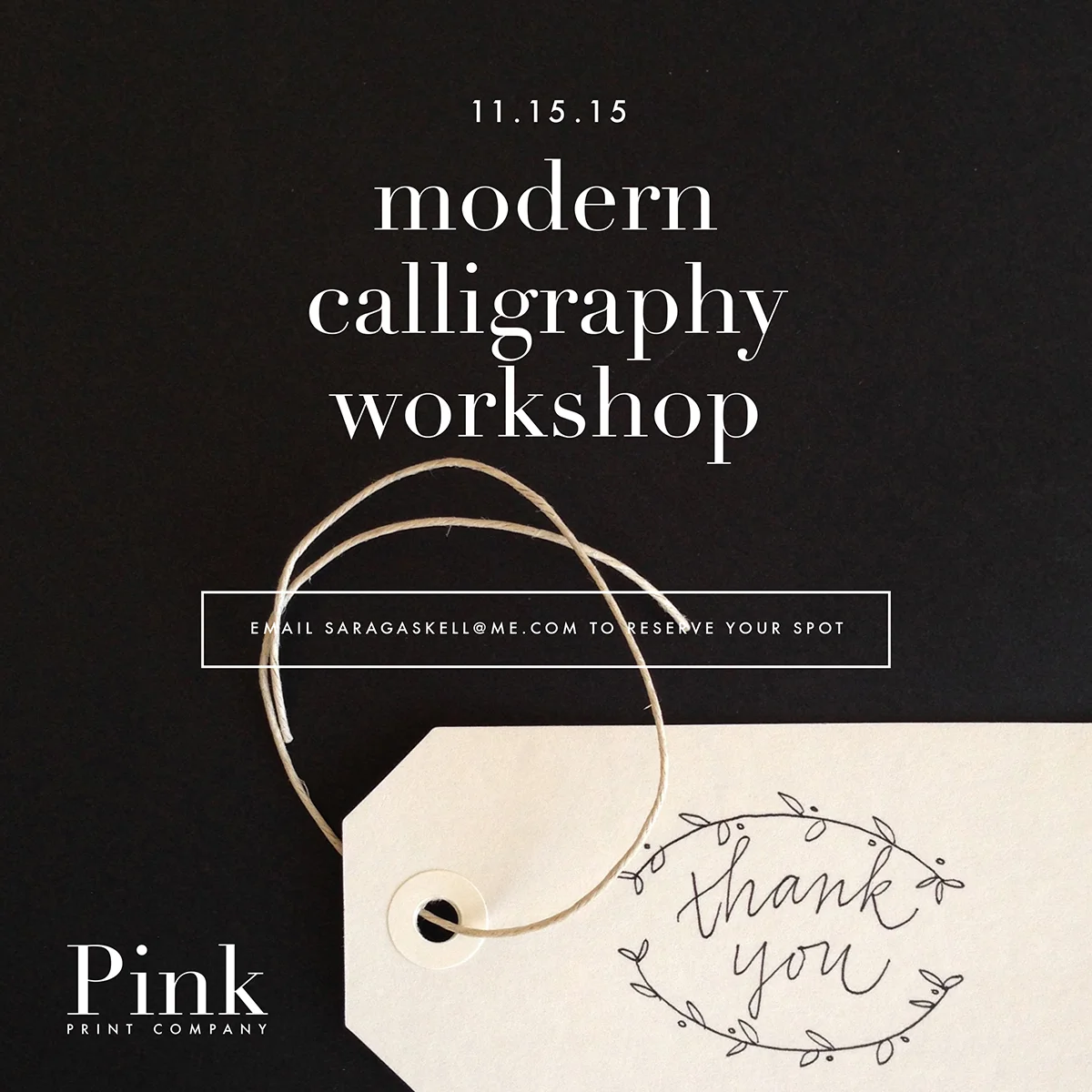 november 15 modern calligraphy & hand lettering workshop
