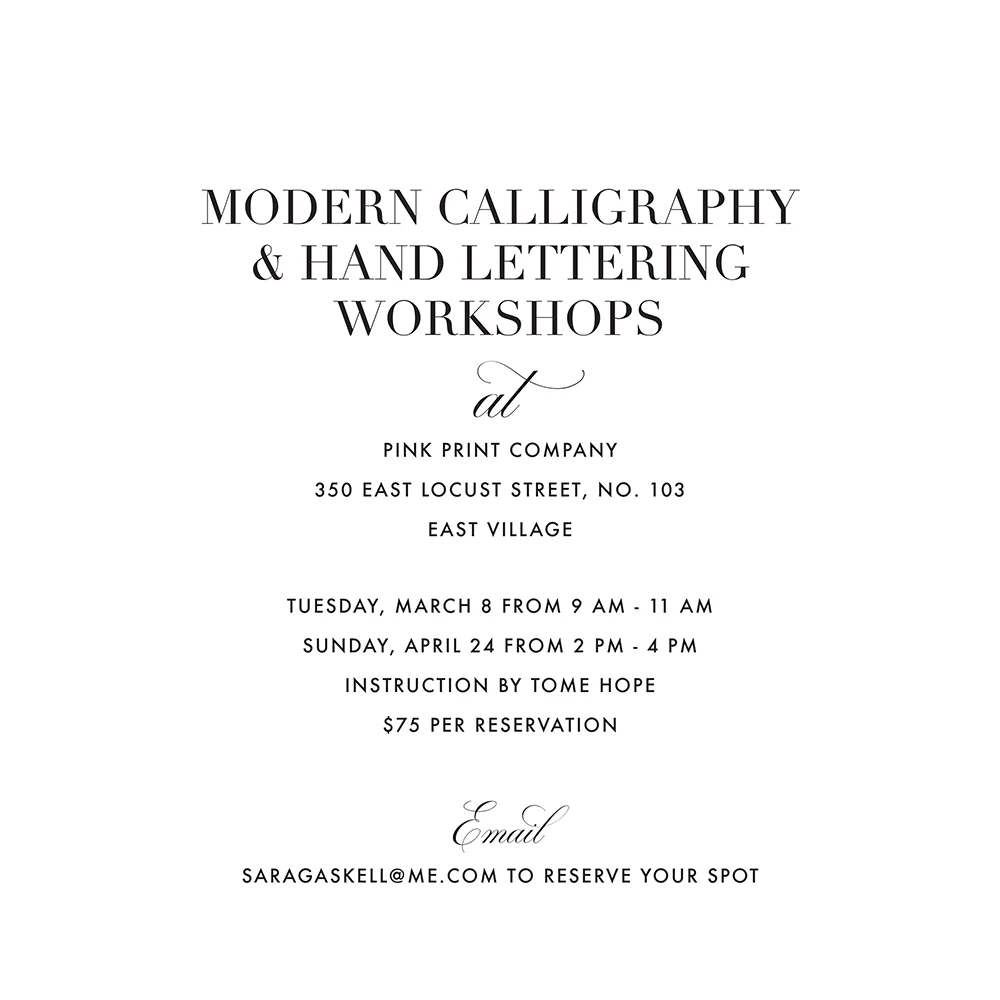 modern calligraphy & hand lettering workshops