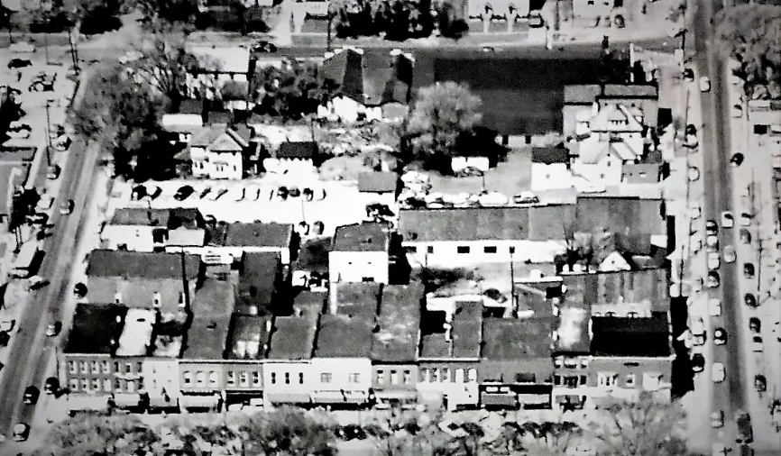 1957 Aerial View of the West-side Public Square-West Washingtion Street-South Elmwood Street-West Liberty Street Block.