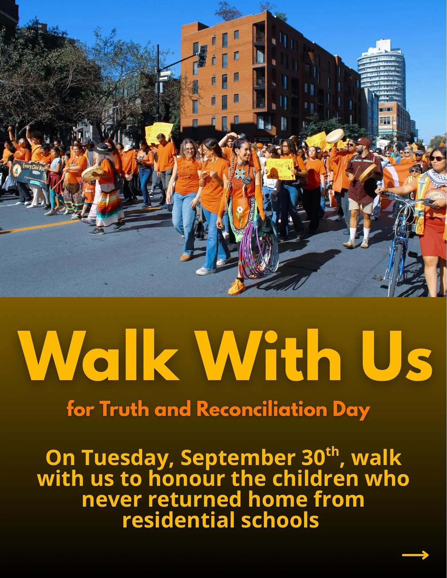 🧡 Every Child Matters March 🧡

 On September 30, we march for the children who never returned home, and for the Survivors who continue to carry these truths.

The TRC released 94 Calls to Action in 2015 - yet fewer than 15% have been completed. Jus