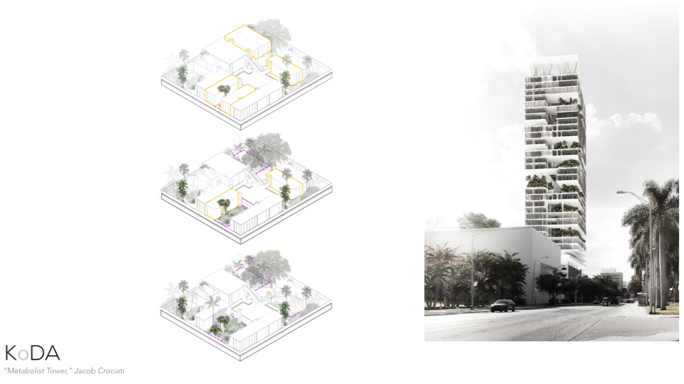This is an example of a tower designed by a very talented intern in our office, Jacob Crociati, and contains the principles established in our marine City concepts. Here, like the Ocean residence, each plate can evolve over time, or restore itself back to nature, depending on the needs of it’s inhabitants.